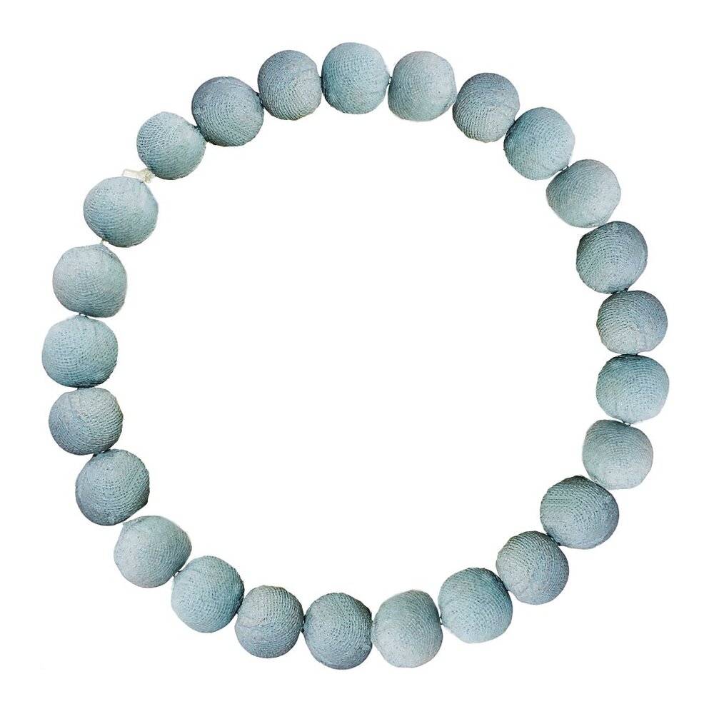 Fair Trade Sky Blue Small Beads Stretch Bracelet Upcycled Kantha Handmade NWT